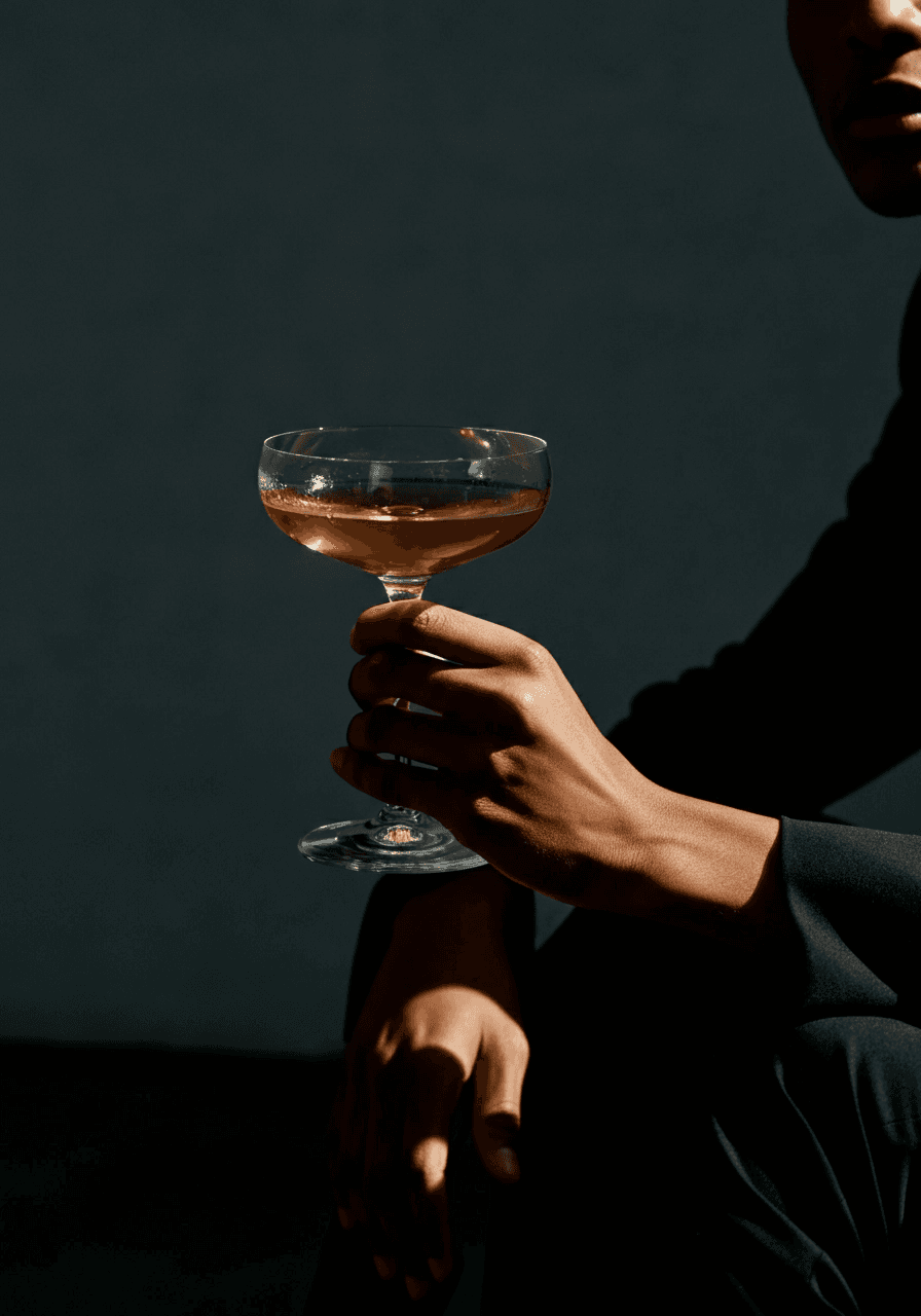 a man holding a cocktail