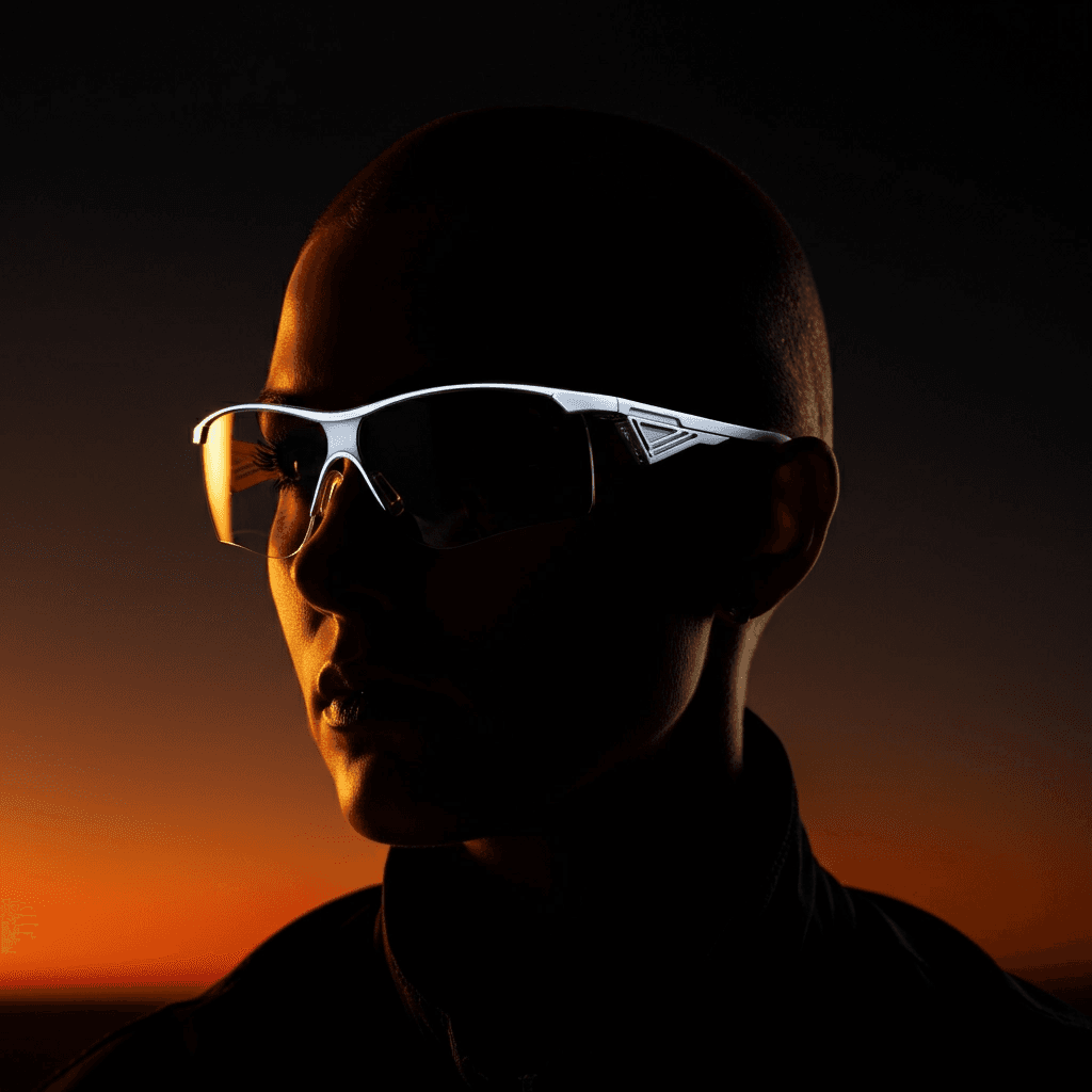 a model wearing a modern glasses